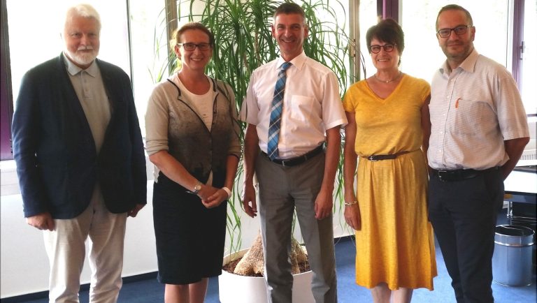 2017 Antrittsbesuch Rhein.Main.Fair Hans Homberg, Gisela Stang, Landrat Frank Kilian, Monika Merkert, Harald Rubel